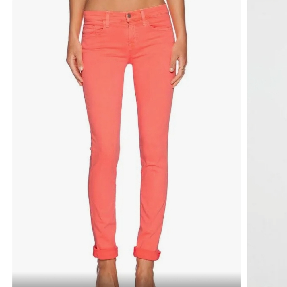 WOMEN'S J BRAND BRIGHT ORANGE "JUDE FLAMINGO" JEANS PANTS SZ 27 $195